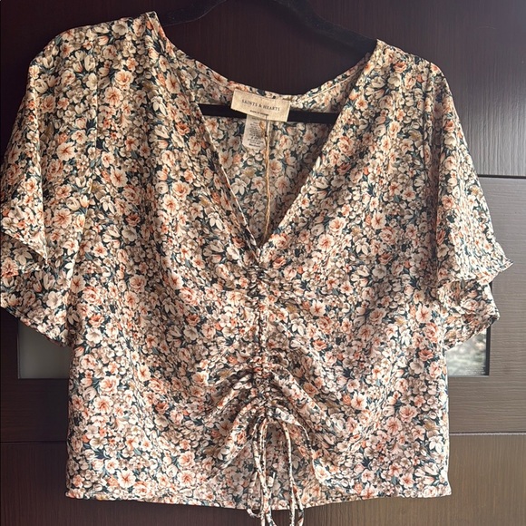 NWT Floral Cinch Waist Women's Top - Size M - Picture 2 of 6